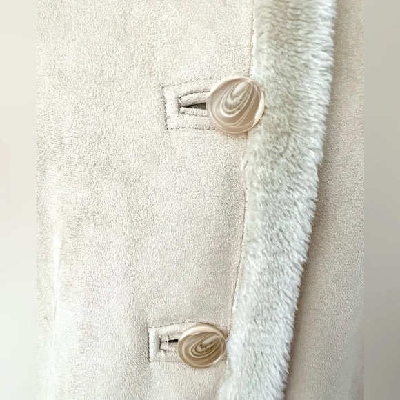 LARRY LEVINE | Faux Suede Shearling Fur Tan Beige Mid Length Coat Size Medium - Picture 8 of 10